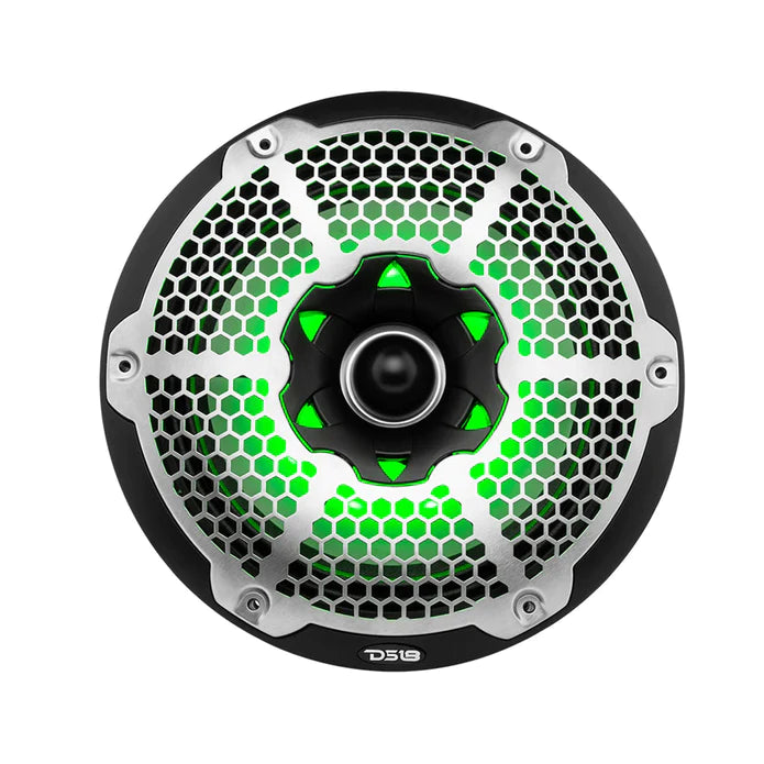 DS18 PAIR 10" 2-WAY 1800W 4 OHM MARINE SPEAKERS WITH BULLET TWEETER & RGB-BLACK