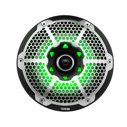 DS18 PAIR 10" 2-WAY 1800W 4 OHM MARINE SPEAKERS WITH BULLET TWEETER & RGB-BLACK