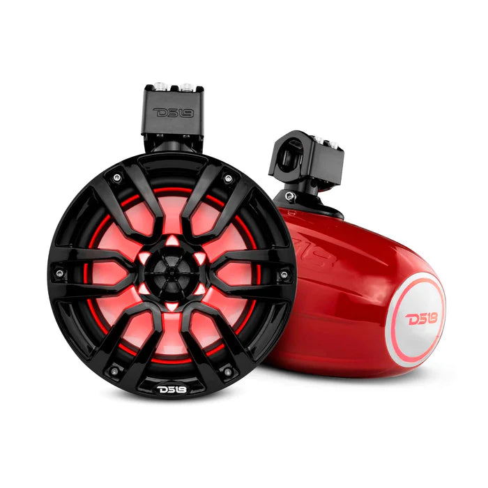 DS18 HYDRO 8" 375 WATTS 4 OHM MARINE TOWERS WITH INTEGRATED RBG LIGHTS